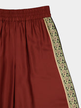 La DoubleJ Kells Swirl Burgundy Silk Palazzo Trousers