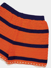 La DoubleJ Orange and Navy Salt’n’Vinegar Crochet Shorts