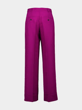 La DoubleJ Solid Purple Wide-Leg Cady Wool Trousers