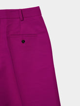 La DoubleJ Solid Purple Wide-Leg Cady Wool Trousers