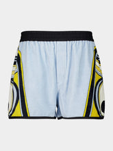 La DoubleJ Peony Placée Blue Terry Cotton Shorts