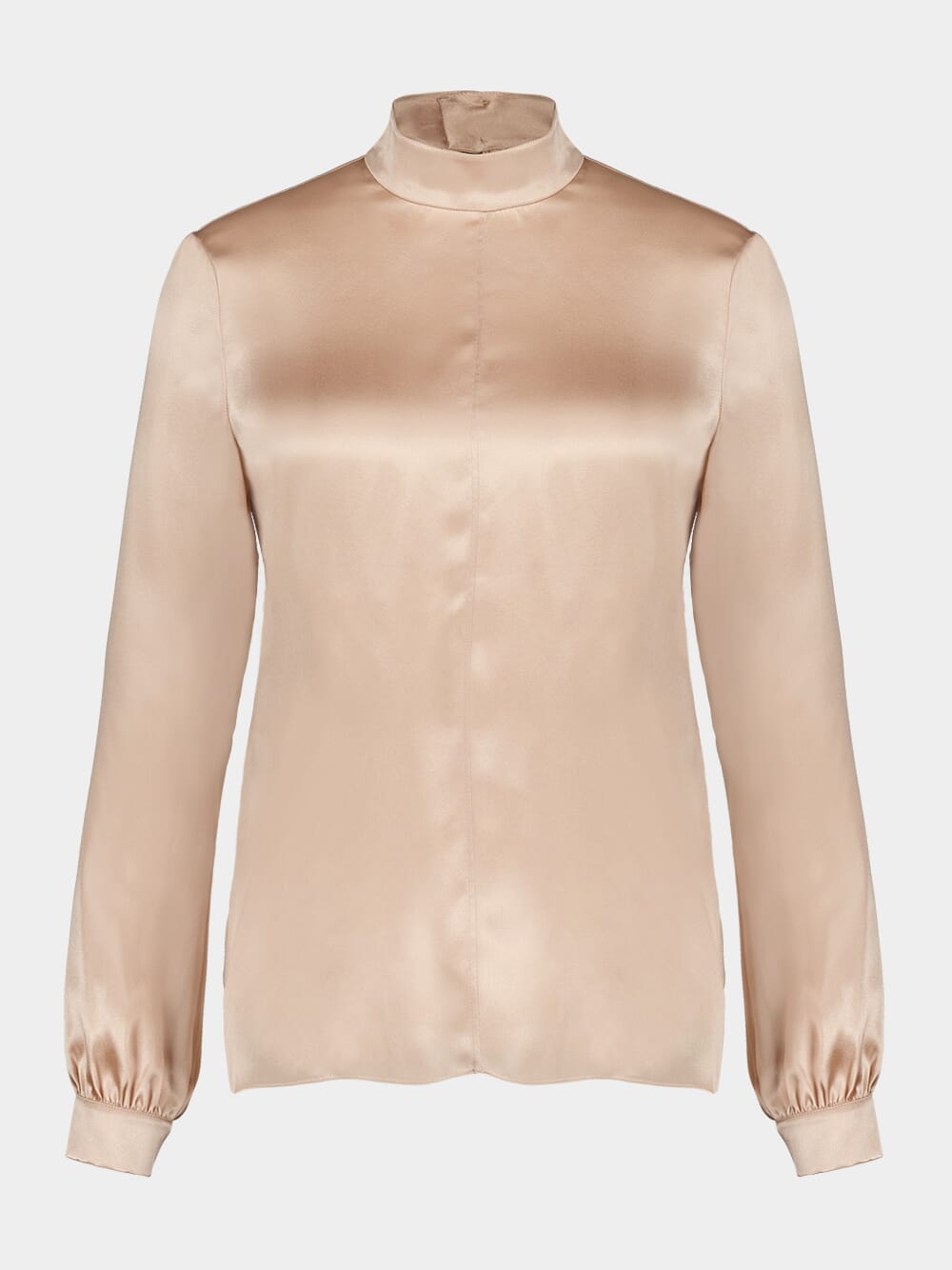 Champagne Mock Neck Blouse Charmeuse