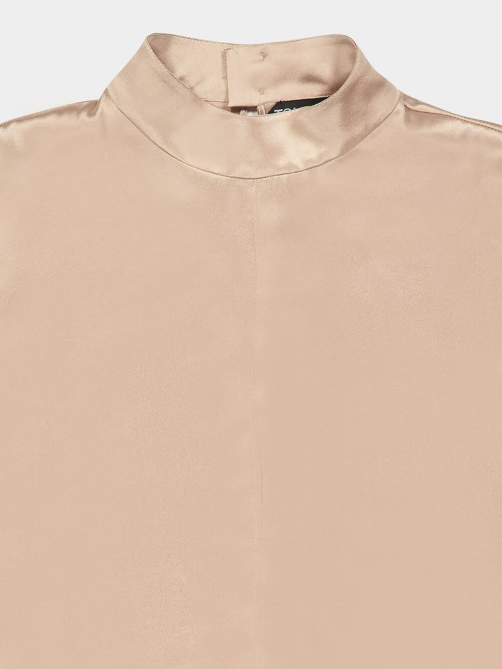 Champagne Mock Neck Blouse Charmeuse