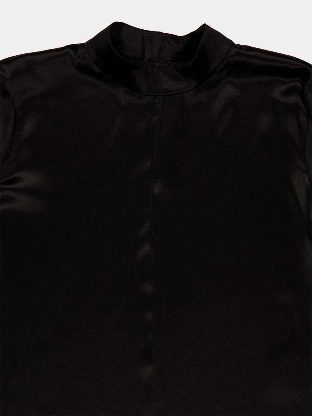 Black Mock Neck Blouse Charmeuse