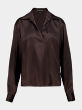 Tom Ford Espresso Peach-Feel Silk Satin Polo