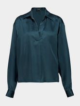 Tom Ford Teal Peach-Feel Silk Satin Polo