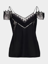 Tom Ford Black Lace-Encrusted Crepe Satin Camisole Top