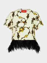 La DoubleJ Buttercup White La Scala Feather-Trim T-Shirt