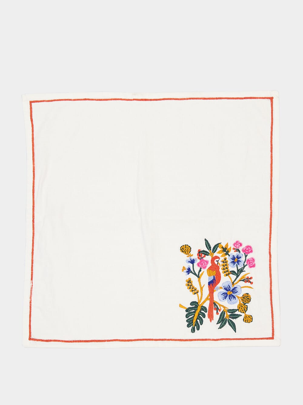 Tropical  Embroidered bird napkin and placemat set