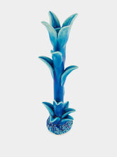 Jean Roger Azure Blue Tulipe Medium Ceramic Candle Holder
