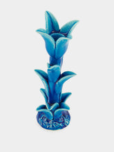 Jean Roger Azure Blue Tulipe Small Ceramic Candle Holder