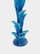 Jean Roger Azure Blue Tulipe Small Ceramic Candle Holder