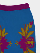 Paula Turner Mykonos Blue Jacquard Skirt with Fringes