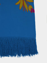Paula Turner Mykonos Blue Jacquard Skirt with Fringes