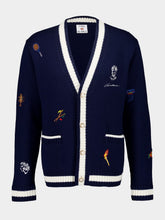 Casablanca Navy Embroidered Wool-Cashmere Cardigan