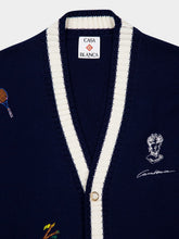 Casablanca Navy Embroidered Wool-Cashmere Cardigan