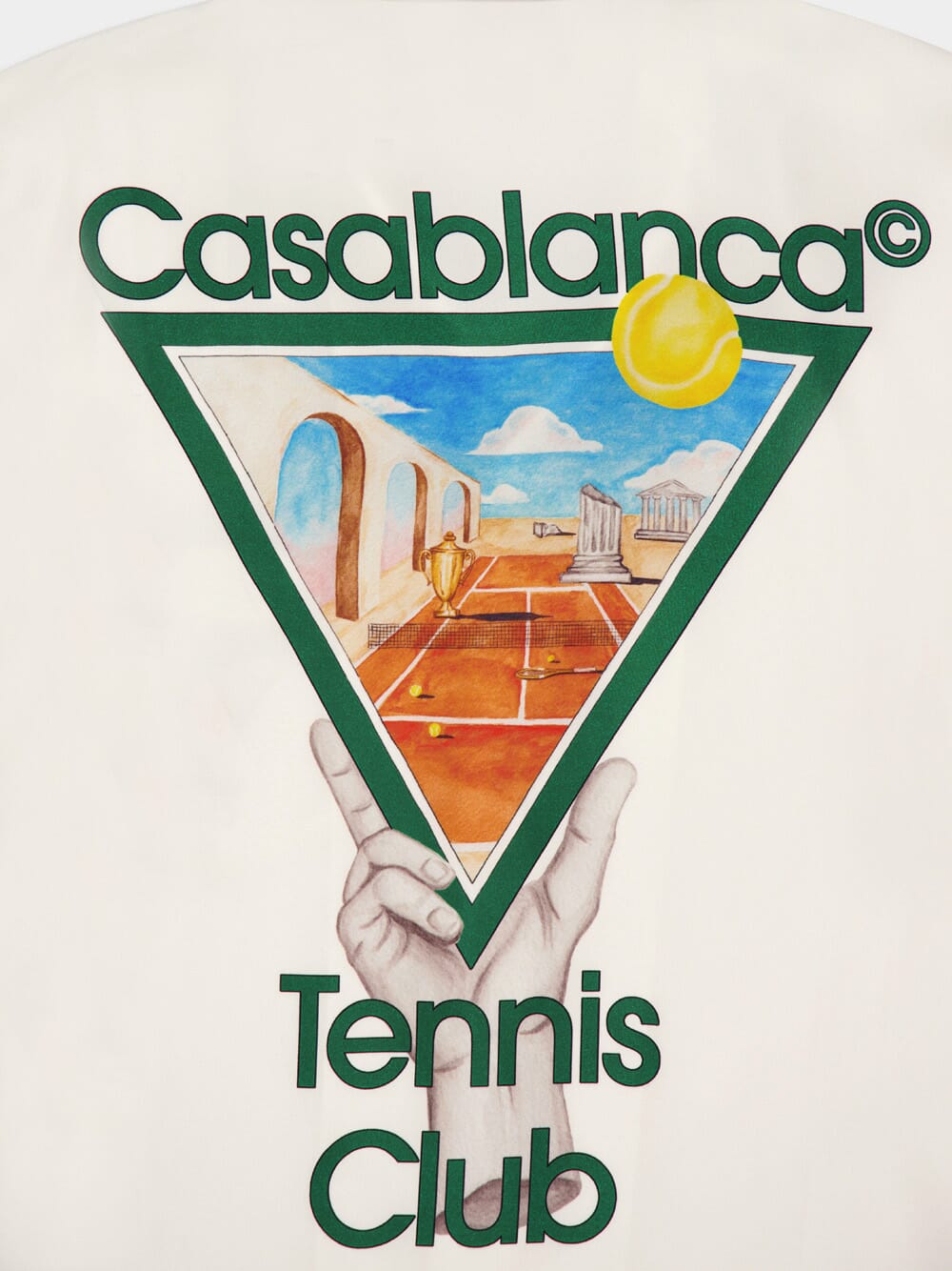 White Metaphysical Tennis Icon Silk Shirt