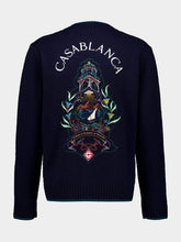 Casablanca Black Hotel Emblem Wool Cardigan