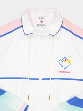 Casablanca White Zipped Windbreaker Jacket in Poly Taffeta