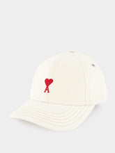 Ami Paris Cream Logo Embroidered Cap