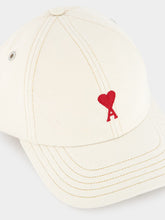 Ami Paris Cream Logo Embroidered Cap