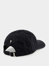 Ami Paris Black Washed Cotton Embroidered Cap