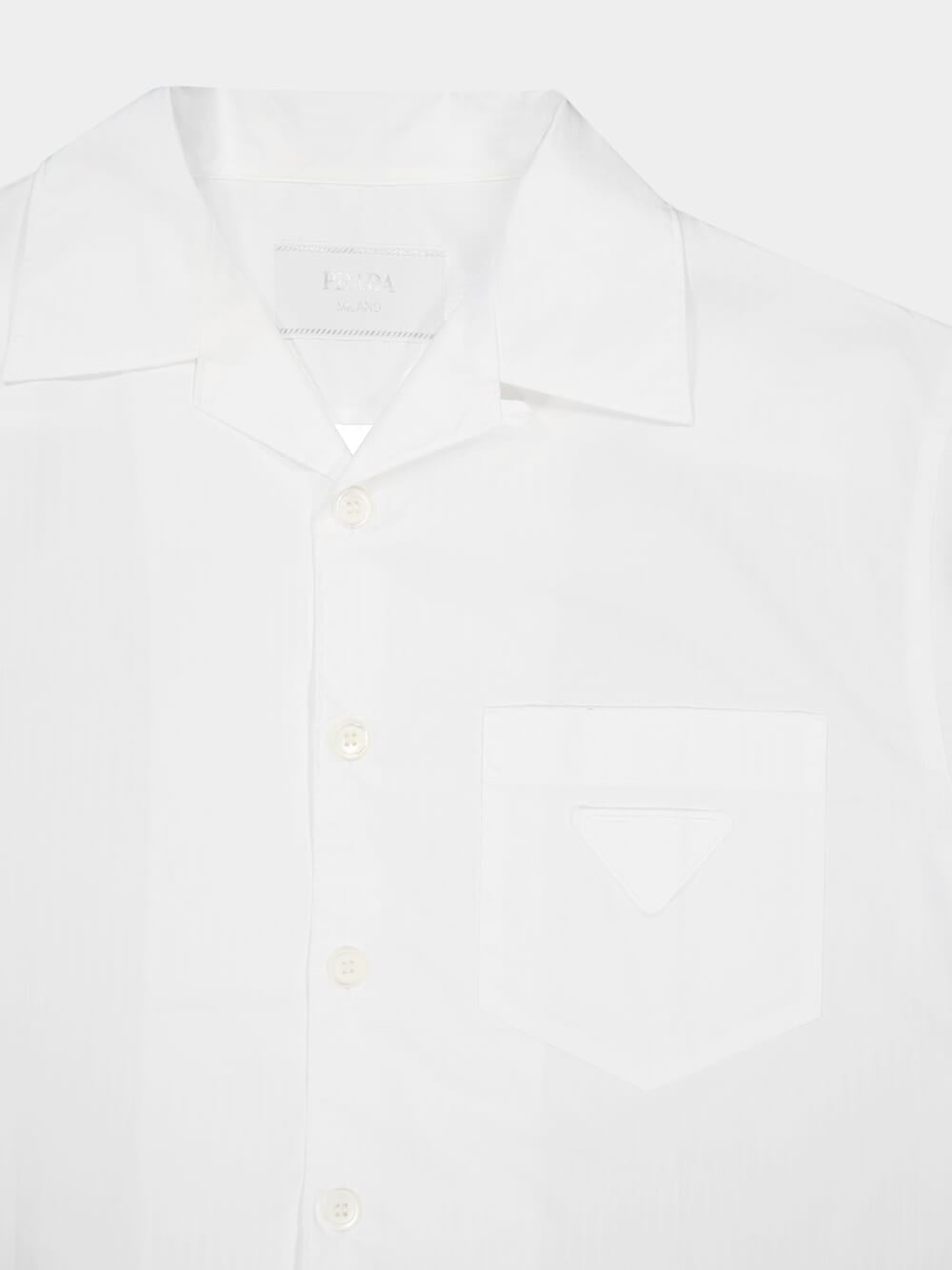 White Cotton Short-Sleeve Shirt