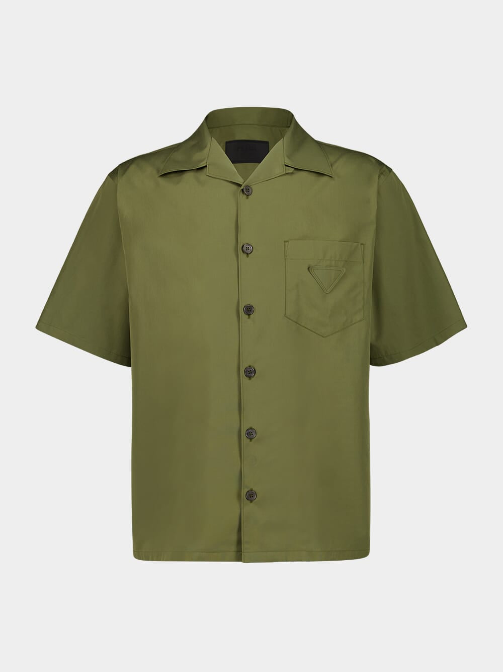 Short-Sleeve Poplin Cotton Shirt in Military Green