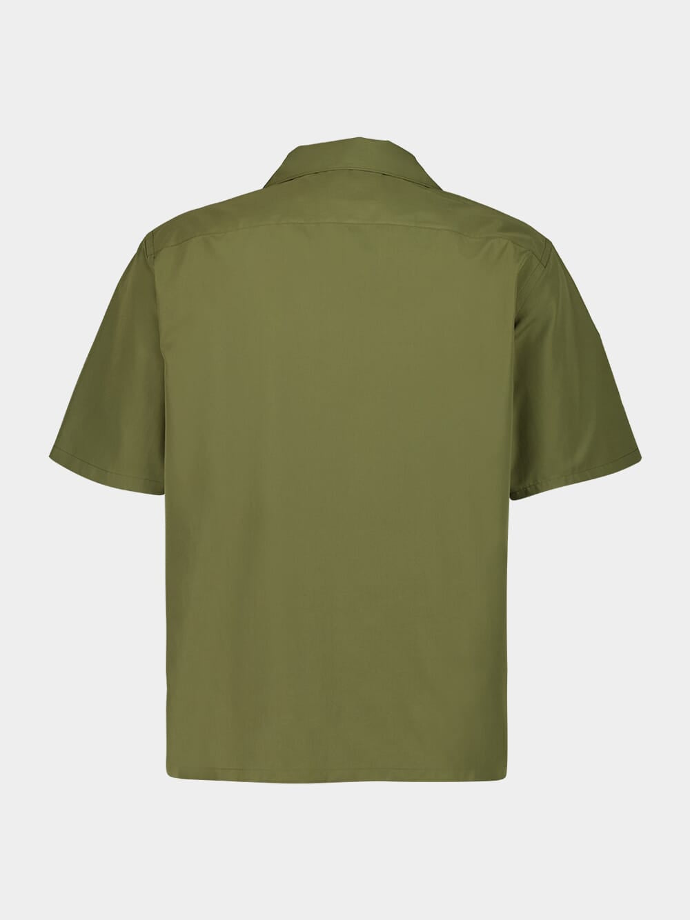 Short-Sleeve Poplin Cotton Shirt in Military Green