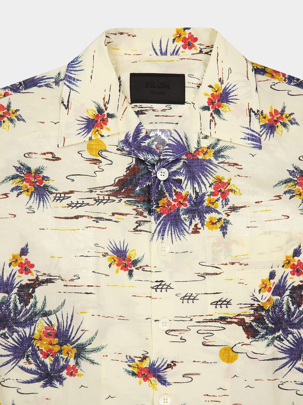 Cream Hawaii Print Short-Sleeve Shirt