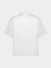 Prada White and Green Printed Cotton Bowling Shirt