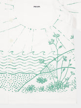 Prada White and Green Printed Cotton Bowling Shirt