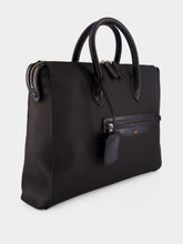 Santoni Black Leather Laptop Bag