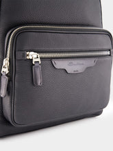 Santoni Black Tumbled Leather Backpack