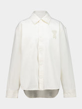 Ami Paris White Cotton Knitted Ami De Coeur Overshirt
