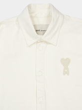 Ami Paris White Cotton Knitted Ami De Coeur Overshirt