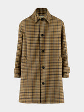 Ami Paris Dark Camel and Navy Blue Checked Coat