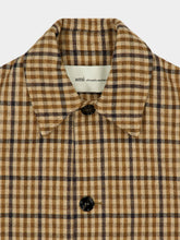 Ami Paris Dark Camel and Navy Blue Checked Coat