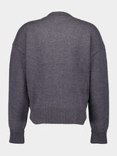 Ami Paris Grey Logo-Intarsia Wool Cardigan