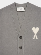 Ami Paris Grey Alpaca Ami De Coeur Cardigan