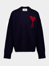 Ami Paris Night Blue Merino Wool Sweater