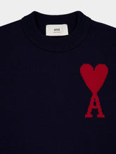 Ami Paris Night Blue Merino Wool Sweater