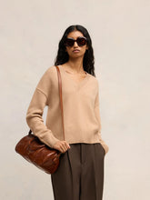 Ami Paris Nude V-Neck Wool-Cashmere Sweater