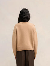 Ami Paris Nude V-Neck Wool-Cashmere Sweater