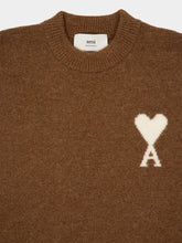 Ami Paris Hazelnut Brown Alpaca Ami De Coeur Crewneck Sweater