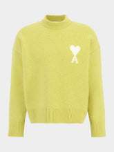 Ami Paris Lime Green Alpaca Ami De Coeur Crewneck Sweater
