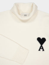 Ami Paris Off White Wool Ami de Coeur Funnel Neck Sweater