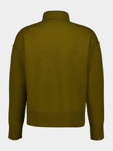 Ami Paris Bronze Wool Ami de Coeur Funnel Neck Sweater
