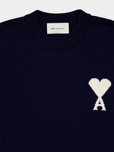 Ami Paris Blue Ami De Coeur Crewneck Sweater