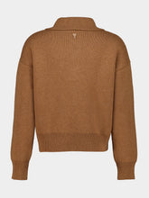 Ami Paris Brown High-Collar Wool Sweater